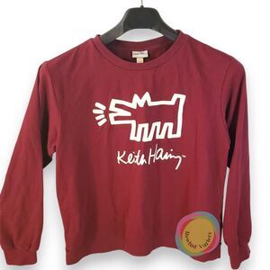 Keith Haring Maroon Barking Dog Graphic Sweatshirt M